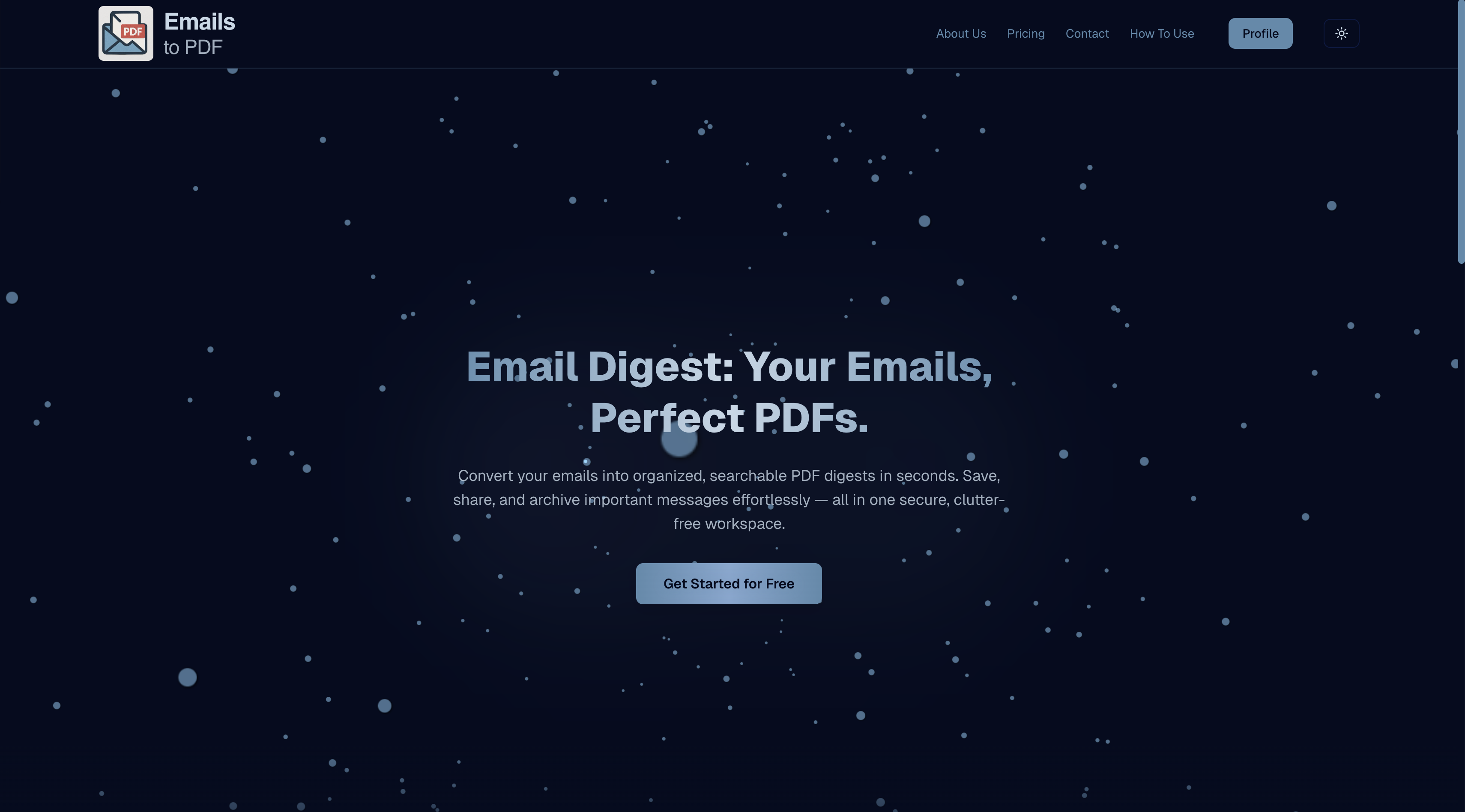 Emails to PDF screenshot